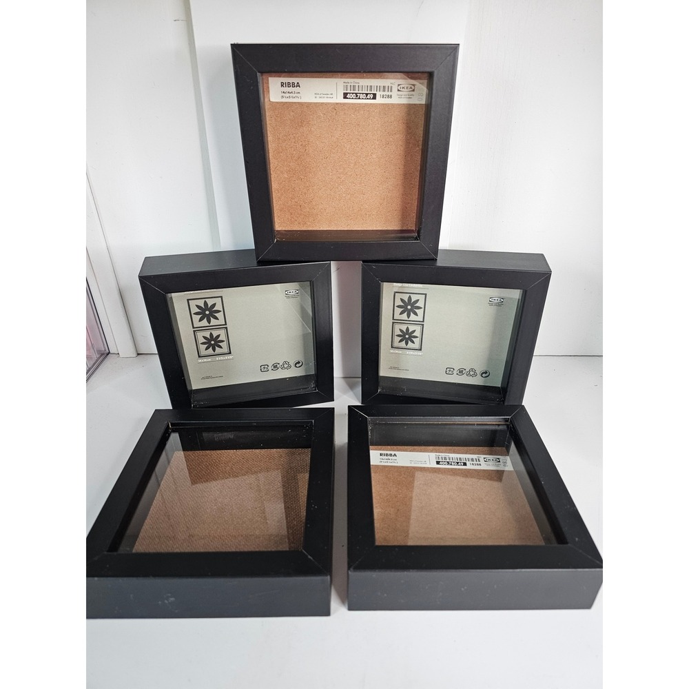 IKEA Ribba Black Shadow Box Frames 5x5 Set of 5 Lisa Lindstrom 400.780.49